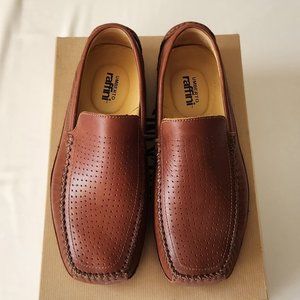 New Umberto Raffini Brown Leather Moccasin Flat Shoes Size 42